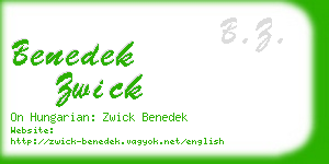 benedek zwick business card